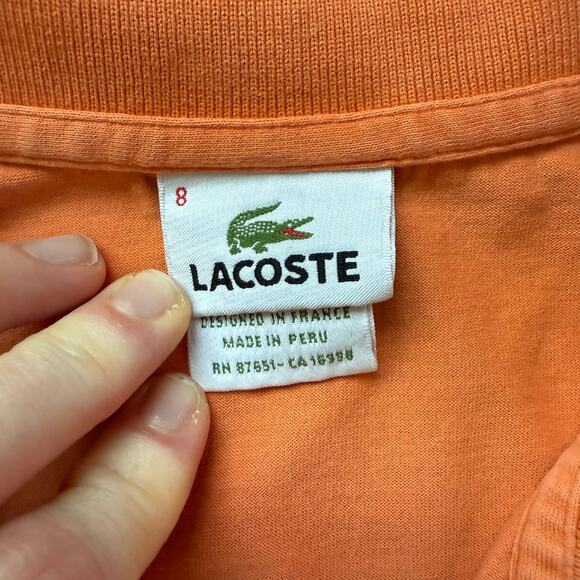 Lacoste Orange Polo Shirt Men’s Size 8 XL Logo Croc Cotton Classic - Picture 4 of 10